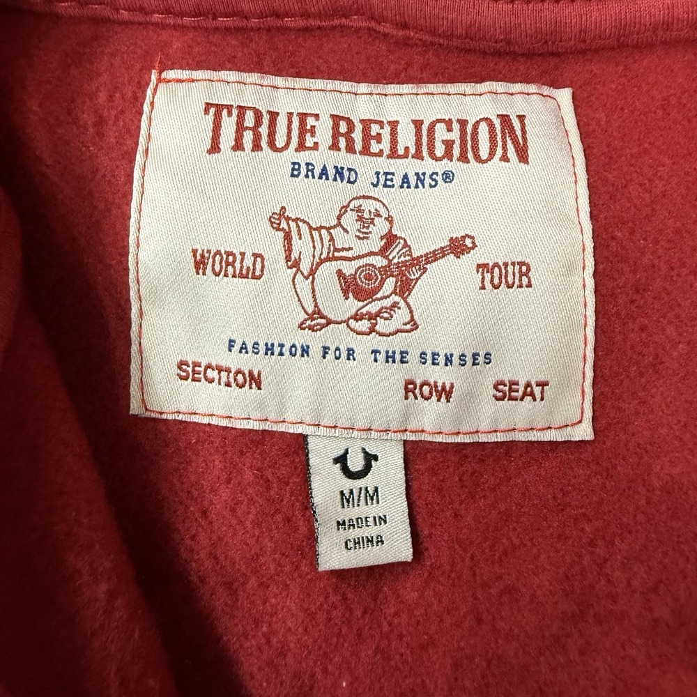 True Religion Womens Red Tracksuit Set Big T Stitch Zip Hoodie Joggers Medium M - Picture 5 of 7